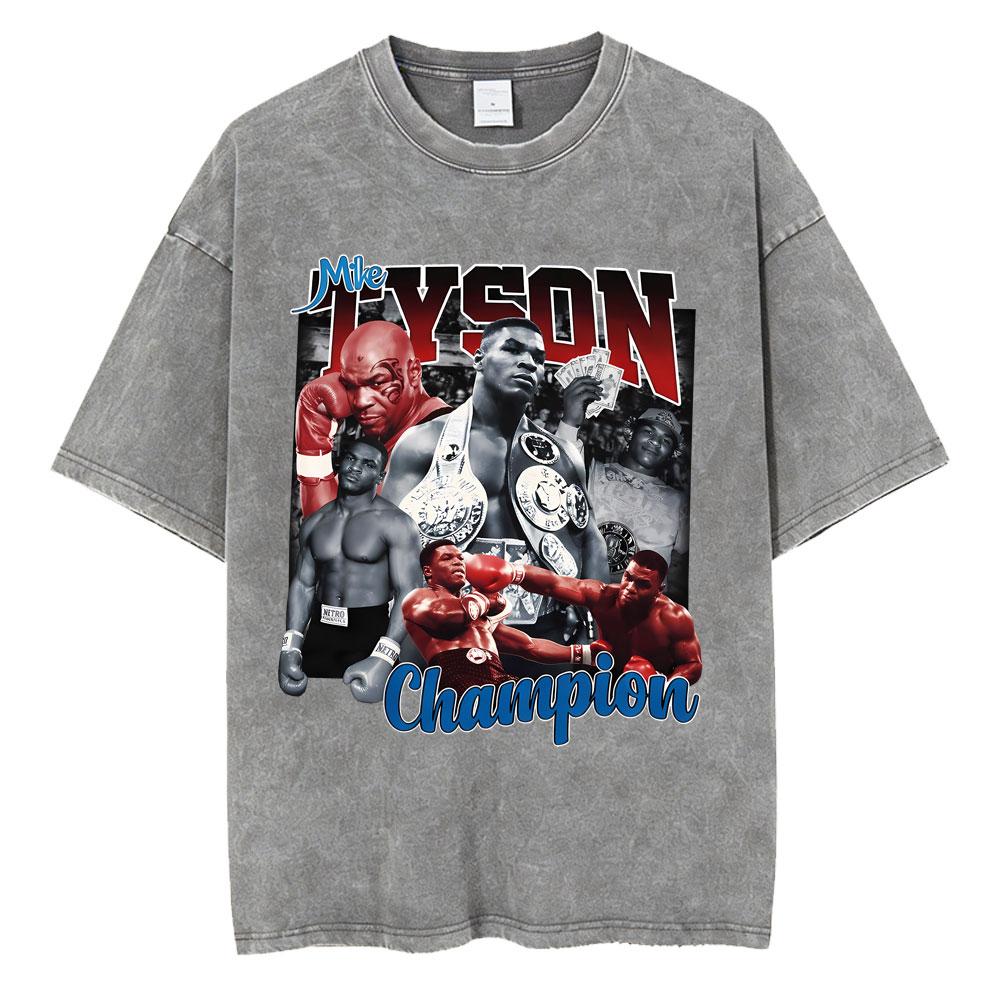 Gewaschenes Vintage Mike Tyson Prime Merch T-Shirt Herrenkleidung Hip Hop Gothic Rock T-Shirt Herren Fitnessstudio Übergroße T-Shirts Oberteile