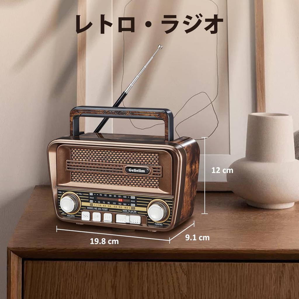 Gelielim Portable Card High Volume MP3 Indoor and Outdoor Retro Japanese Instruction Manual Radio, FM/AM/SW/Shortwave Radio, Compact, USB/SD