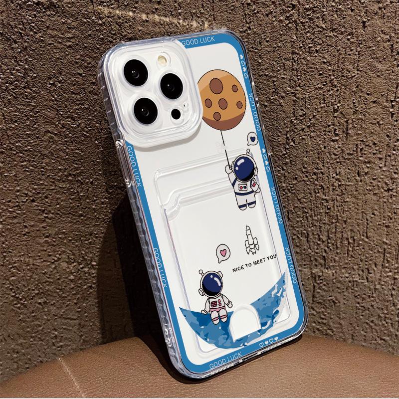 Card Slot Holder Silicone Wallet Pocket Case For Samsung S23 S24 S25 Plus iPhone 17 Air 16 14 Pro Max Oppo Reno 10 11 12 Pro Cover Clear Phone Bumper