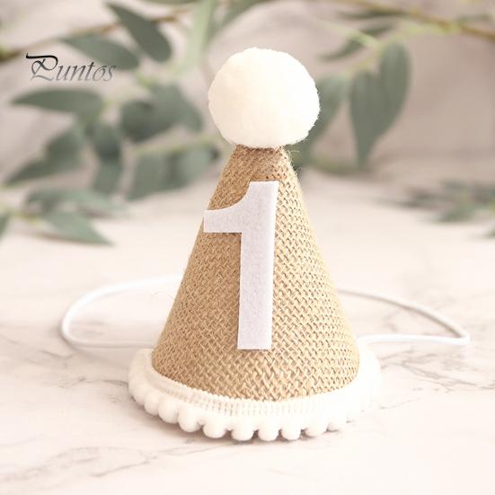 Bursdagshatt med pompongball Elastisk flettet Ingen deformasjon Bred bruksområder Dekorer lett nyfødt baby bursdagsfesthatt for barn