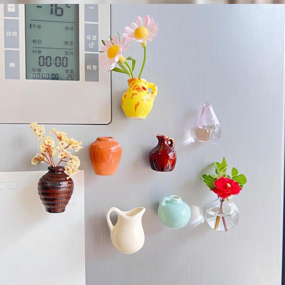 Durable Vase Magnets for Fridge Simulation Flower Vase Mini Plant Fridge Magnet  for Fridge