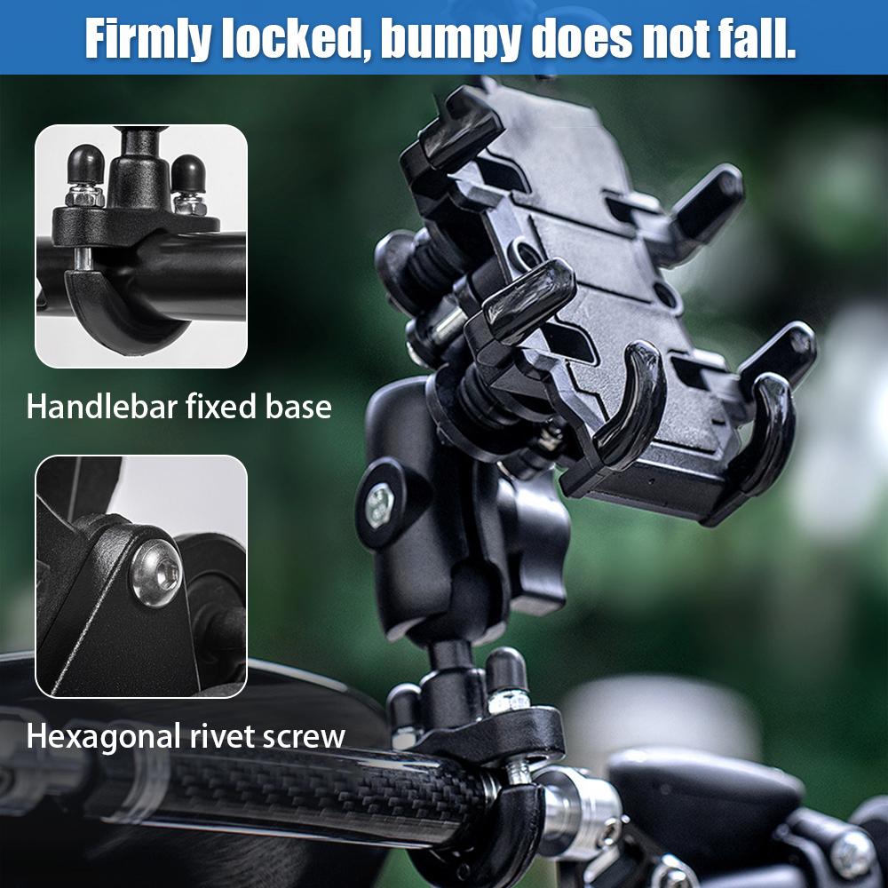 Motorcycle Phone Holder Shock Absorbe Handlebar Shock Resistant Mobile Phone Electric Bike Riding Delivery Navigation Holder