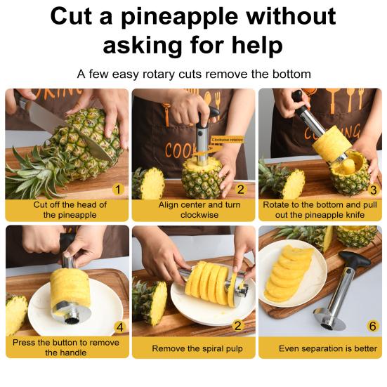 Ananasschäler aus Edelstahl, Entkerner, Hobel, Obstschäler, müheloses Schneiden, korrosionsbeständige Klingen, Küchenhelfer