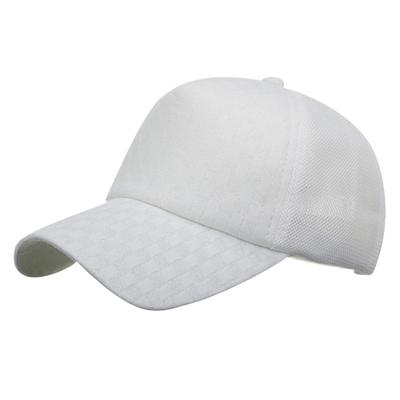 Mesh Cap Checkered Pattern Hat Running Outdoor Women Men CA696 [White Fang] (White)