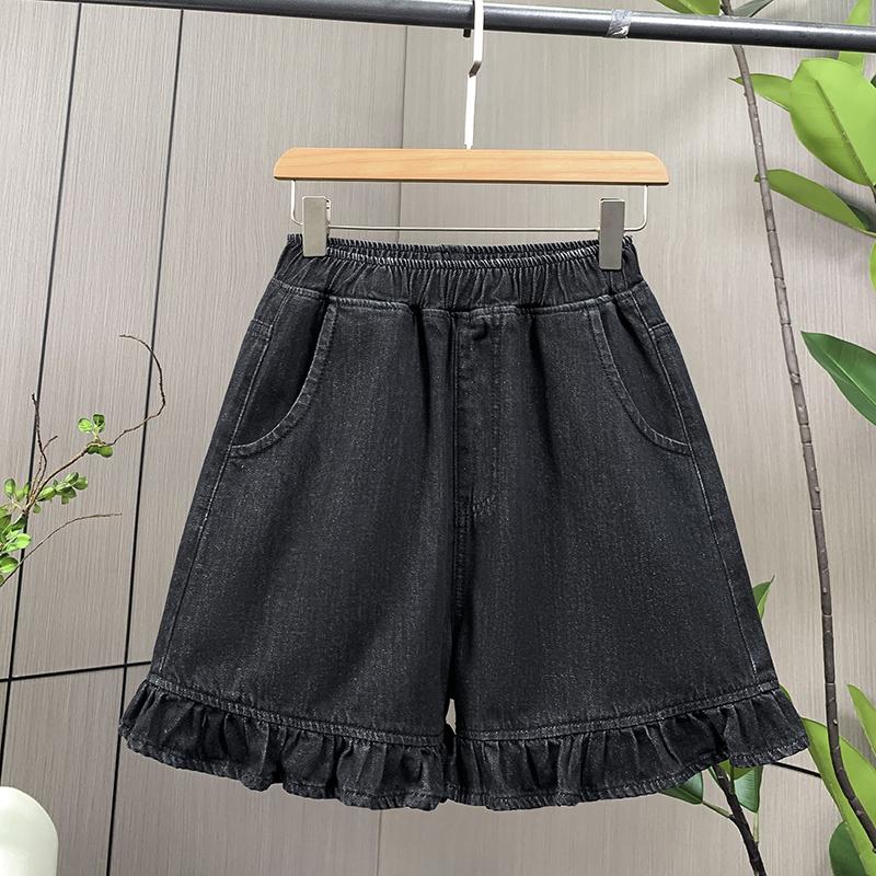 

DIMANAF Большой размер 2025 Лето Женские Шорты Брюки Эластичные Джинсовые Шорты С Высокой Посадкой Повседневные Базовые Свободные Черные Брюки Макси 4XL