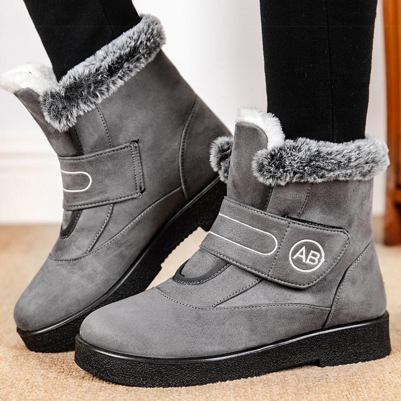 fashion Women Boots Warm Fur Botas Mujer 2024 Winter Shoes For Woman Ankle Boots Winter Low Heels Snow Boots Black Elegant Rubber Shoes