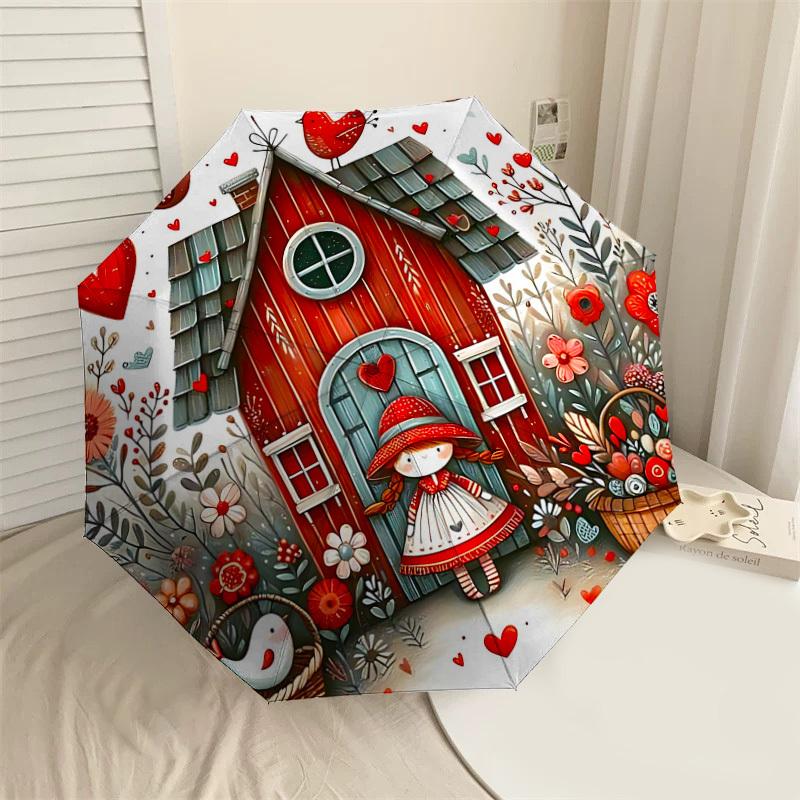 

1pc house garden Automatic Open/Close Umbrella Compact Folding Umbrella with 8-Rib Shaft for Women/Men, Elegant Birthday1244S