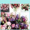Stunning 21 Heads Artificial Silk Flowers Rose Bunch Bouquet For Elegant Home Decor
