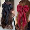 Fashion Satin Bow Hair Clips Solid Color Ribbon Bowknot Hairpins For Women Girls Large Size Barrettes Elegant Hair Accessories