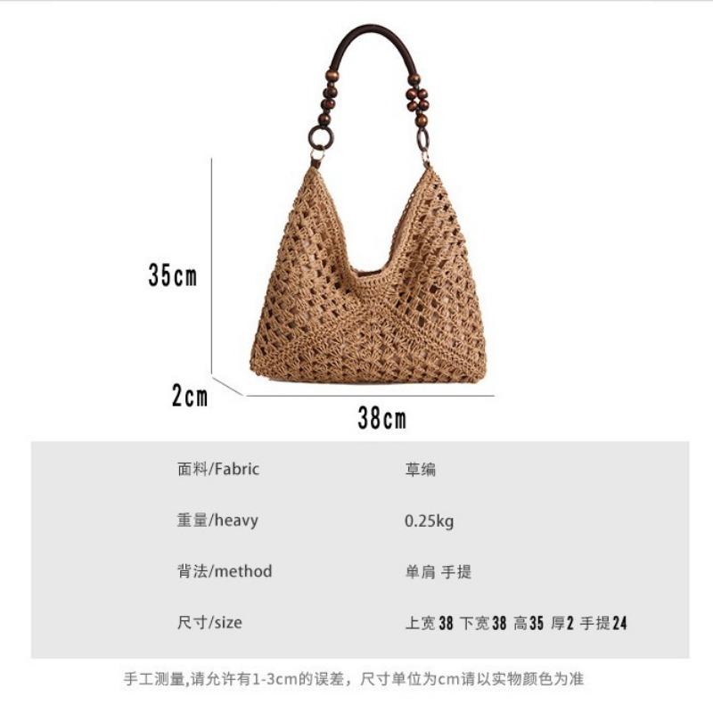 Straw bag casual lazy wind seaside vacation shoulder bag large capacity casual texture tote bag
