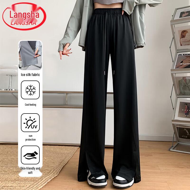 Women s Ice Silk Wide-Leg Lounge Pants L