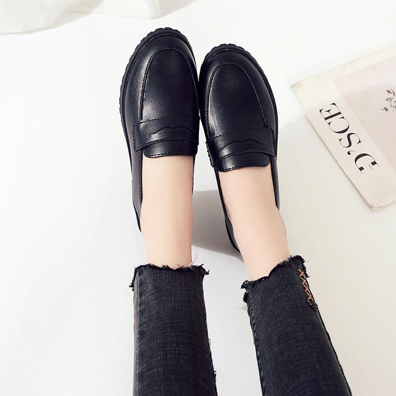 Womens Loafer Sneakers With Low Block Heel For Casual Daily Wear