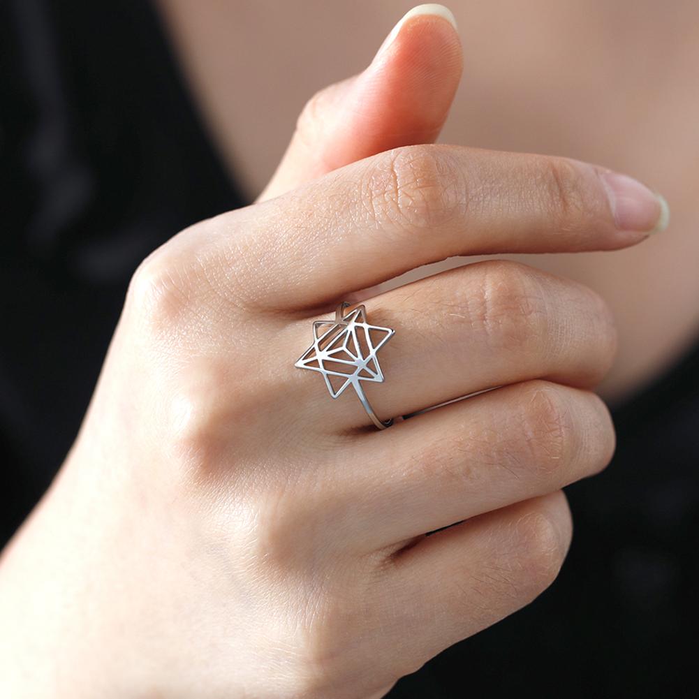 Lucktune Hexagram Merkaba Meditation Amulet Rings Women Men Stainless Steel Star Finger Ring Sacred Geometry Jewelry Party Gift