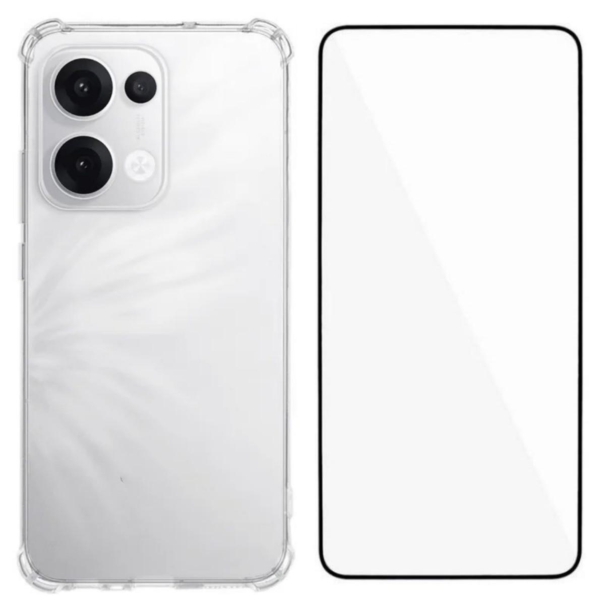 

Для Oppo Reno13 F 5G TPU чехол WANLONFENG WL3 Серии 1.5мм Чехол для телефона с защитной пленкой из закаленного стекла Transparent