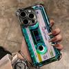Unique Blue-Green Cassette Tape Phone Case For iPhone 17 16 15 14 13 12 11 Pro Max Plus 17 Air Airbag Plating Back Cover
