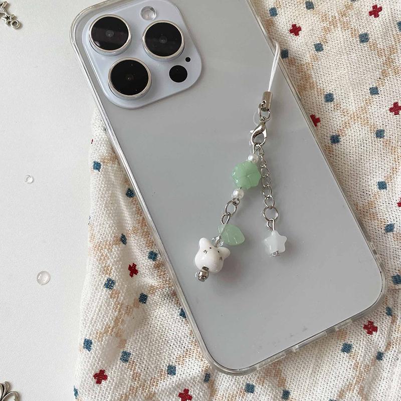 Y2K Phone Charms Pendant Lucky Clover Rabbit Chain Strap Lanyard For Phone Bag Charm Accessories