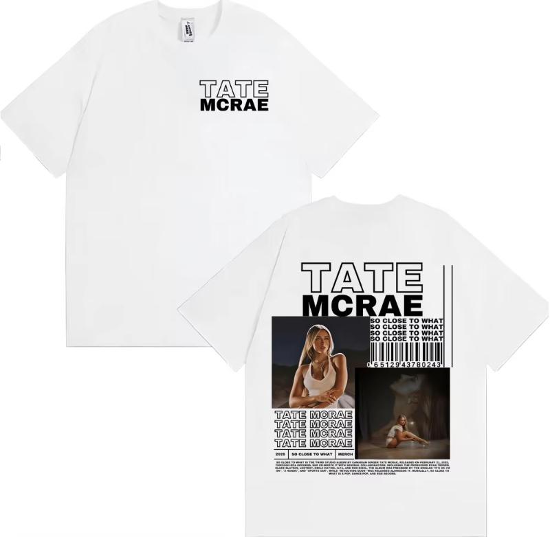 Tate Mcrae Album So Close To What 2025 Tour T-Shirt Unisex Unisex Mode Ästhetik Lässige T-Shirts Hohe Qualität Baumwolle T-Shirt