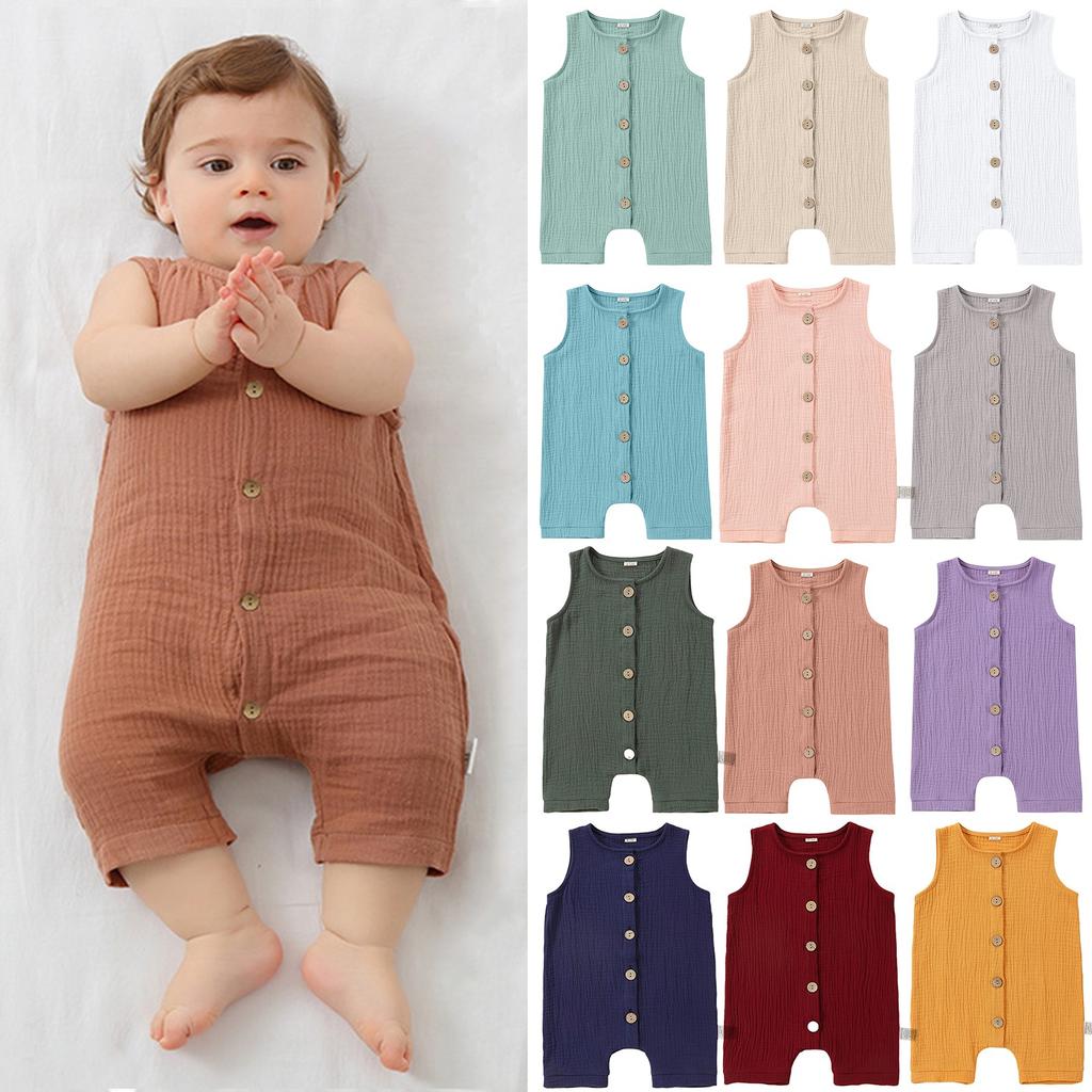 Summer Children's Casual And Fashionable Boys' And Girls' One-piece, Round-neck, Sleeveless Solid-color Haha Clothes