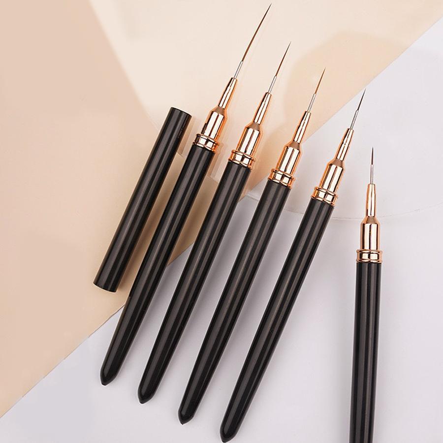 5Pcs Nail Art Liner Brush Set, French Stripe Line Painting Drawing Flower Pen for Acrylic & Gel Polish Manicure Tool