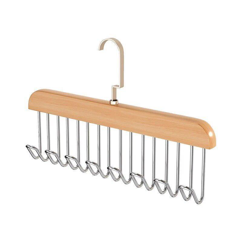 1 PC Multi-functional Solid Wood Hanger Hook Women Storage Bra Hanger Home Belt Hanger Durable 8 Hooks Rack Closet Clothes Organizer