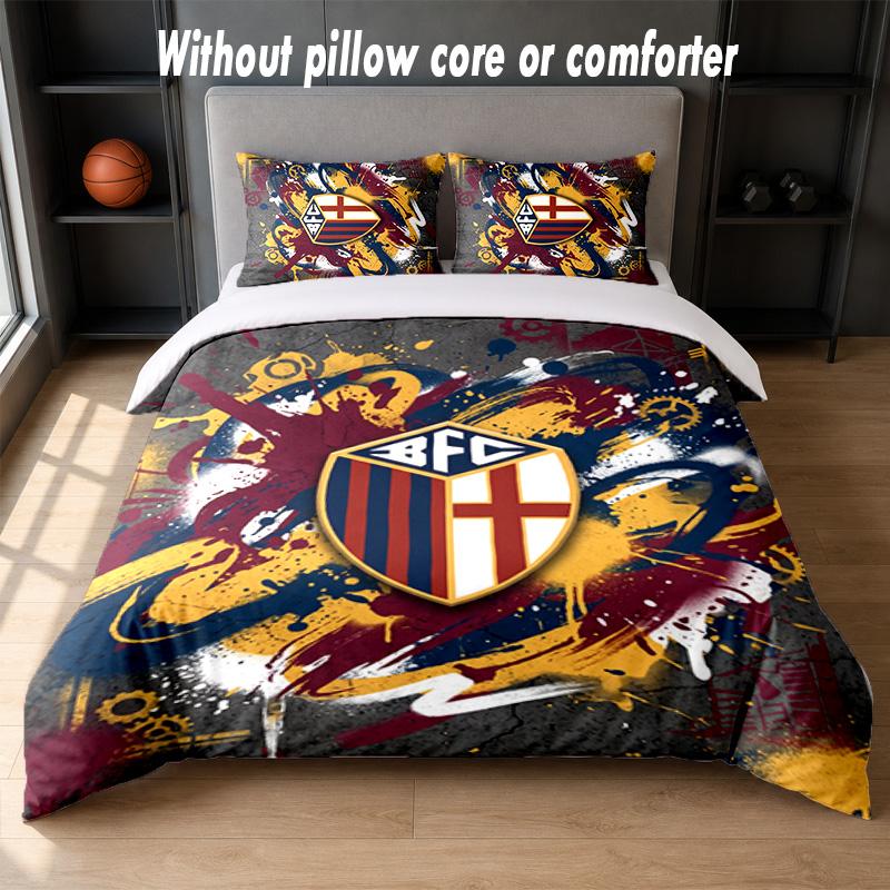 Bologna FC Design Bed Bedding Set 1 Duvet Cover + 2 Pillowcases Soft Breathable Household Bed Linens