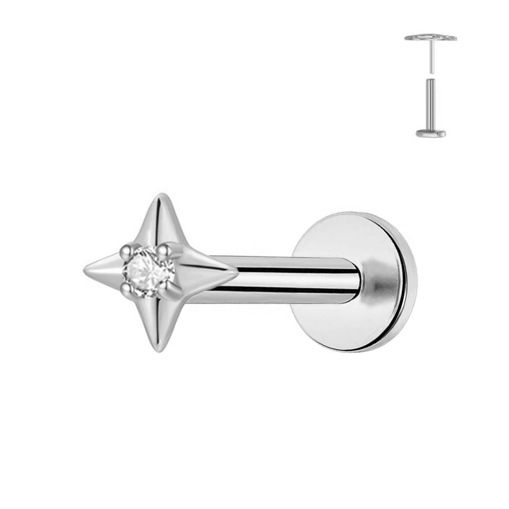 1PC G23 Titanium Heart Earring for Women Star Push-In Helix Tragus Rocket Cartilage Labret Stud Body Jewelry