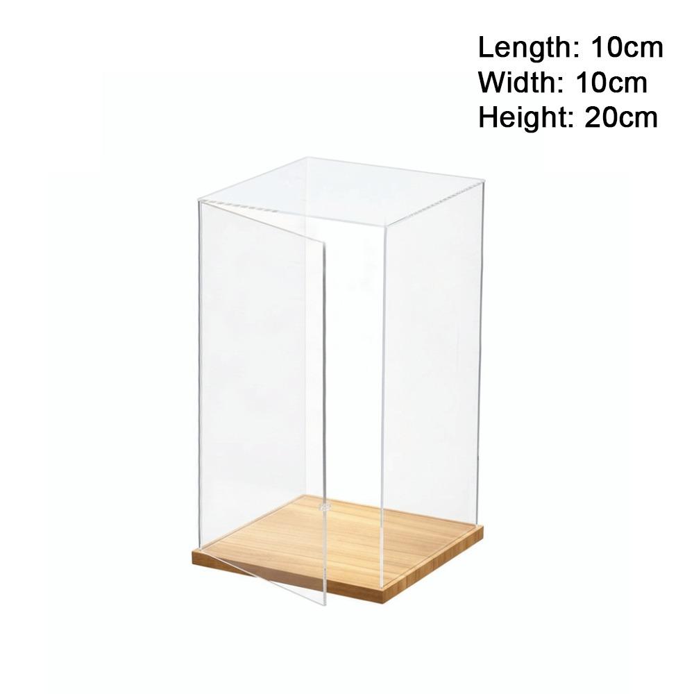 Transparent Acrylic Acrylic Display Case Stackable Design No-glue Assembly Dustproof Cover Wooden Bottom Display Box