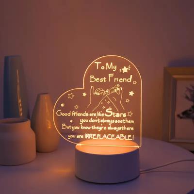 LED Heart-shaped Glow-in-the-dark Nightlight Valentine's Day Gift To His Girlfriend's Wife Acrylic Bedside Lamp Decora
