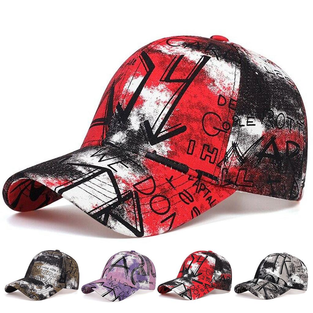 Unisex Letter Graffiti Printing Tie Dye Baseball Caps Spring And Autumn Outdoor Adjustable Casual Hats Sunscreen Hat
