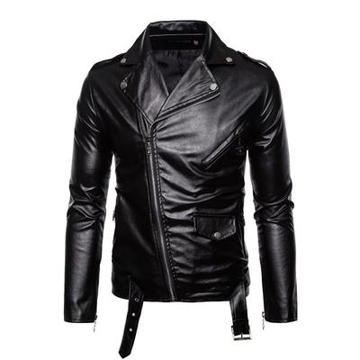 Frühling Herbst Herrenbekleidung Motorrad Lederjacke Herren Stehkragen Punk Ledermantel