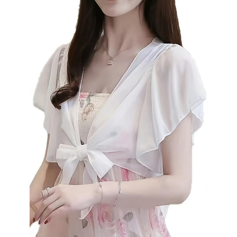 New Women's Short Chiffon Shawl, Versatile Summer Cardigan, Lightweight Outerwear
