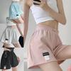 Pantalones cortos de mujer sin bolsillos, pantalones cortos deportivos de cintura alta, pantalones casuales, cintura elástica, pantalones calientes, ropa de casa de Color sólido