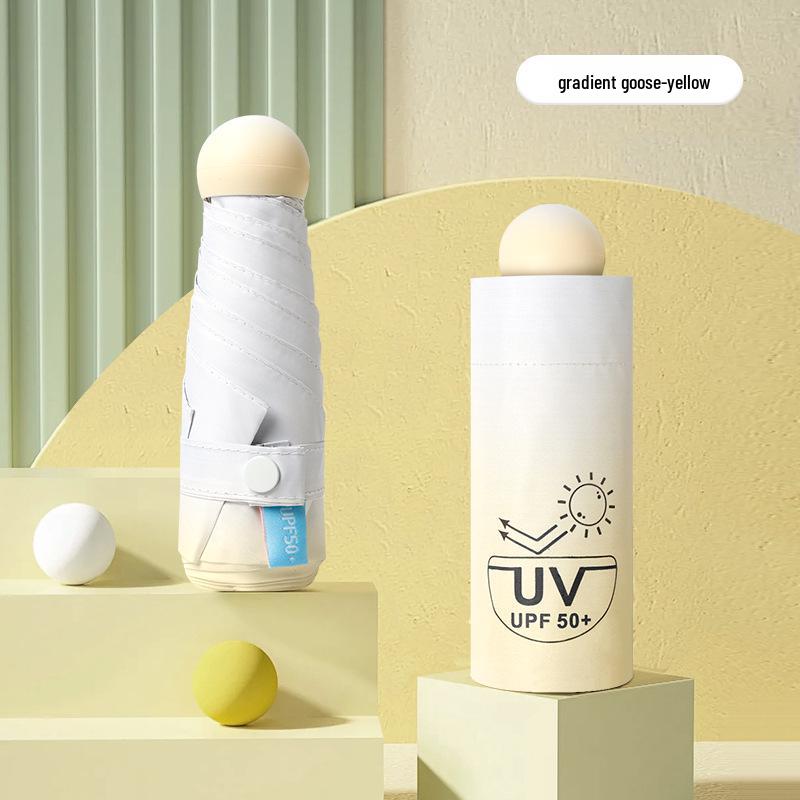 

Mini Five-Fold Ultra-Light Gradient Umbrella: Portable, UV Protection, Black Glue, Dual-Use for Sun & Rain.
