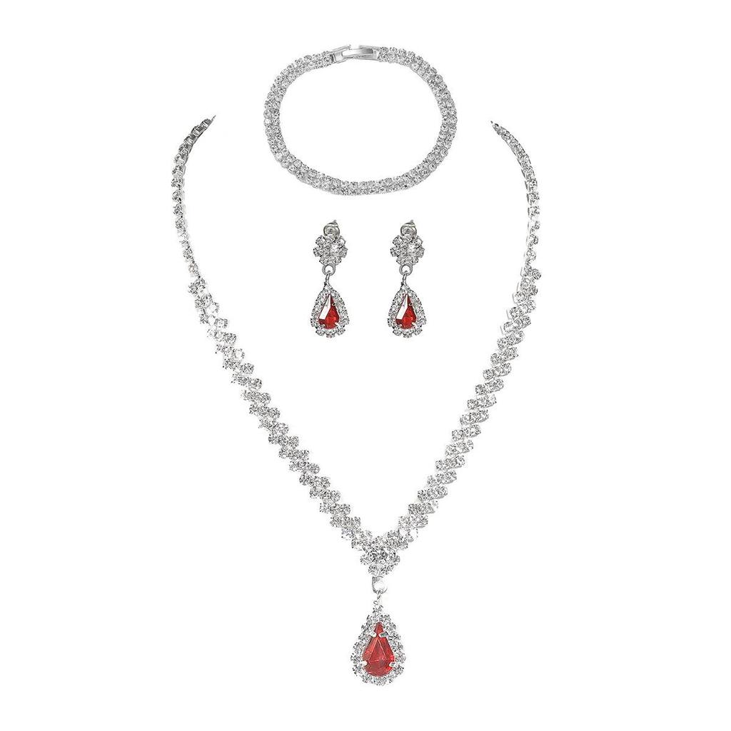 High-End Luxury Diamond Necklace, Earrings & Bracelet Set: Bridal & Prom Jewelry