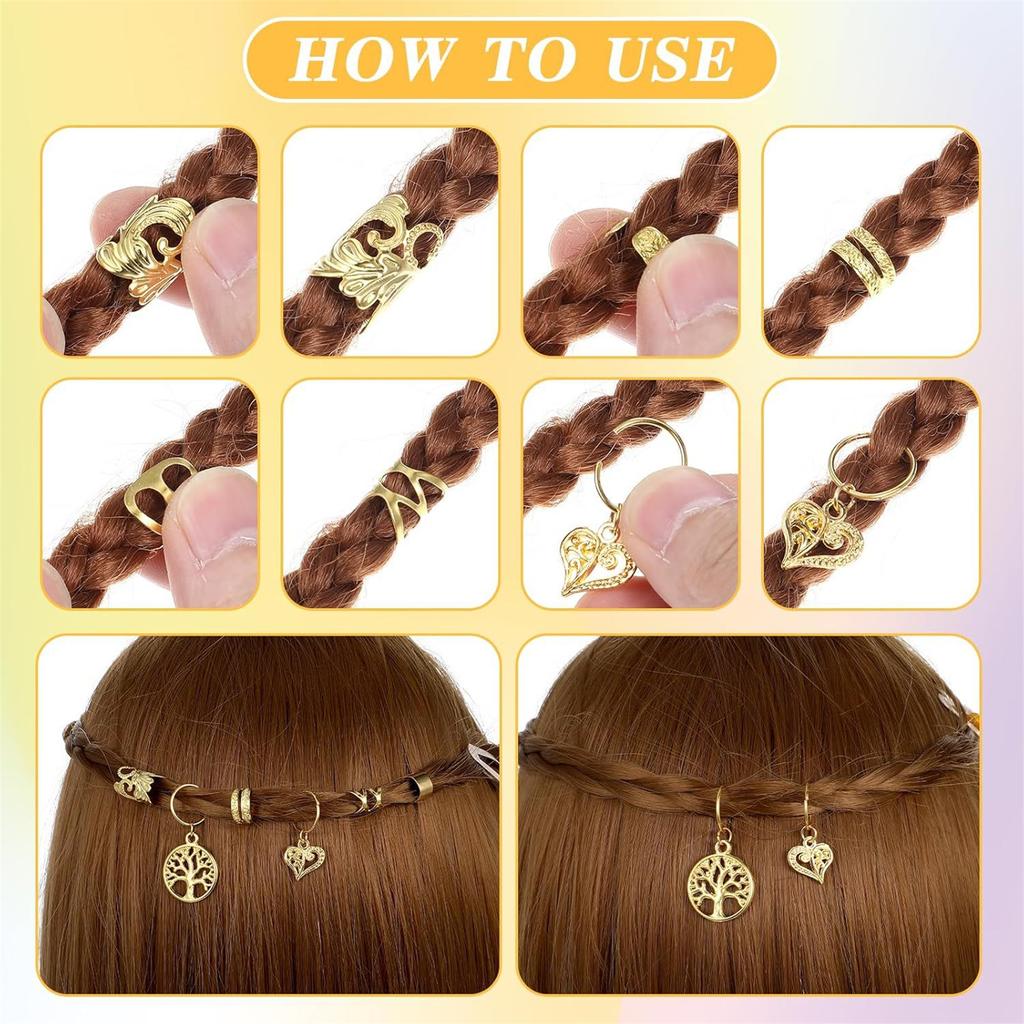 100Pcs Gold Metal Hair Accessories Adjustable Dreadlocks Jewellery Rings For Braids And Hairstyles Hair Decorations