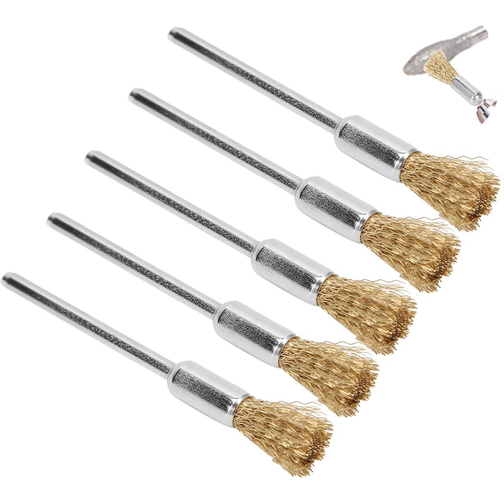 5pcs Nail Drill Bit Cleaning Brush Brass Wire Grinding Head Cleaner Brush Manicure Tool