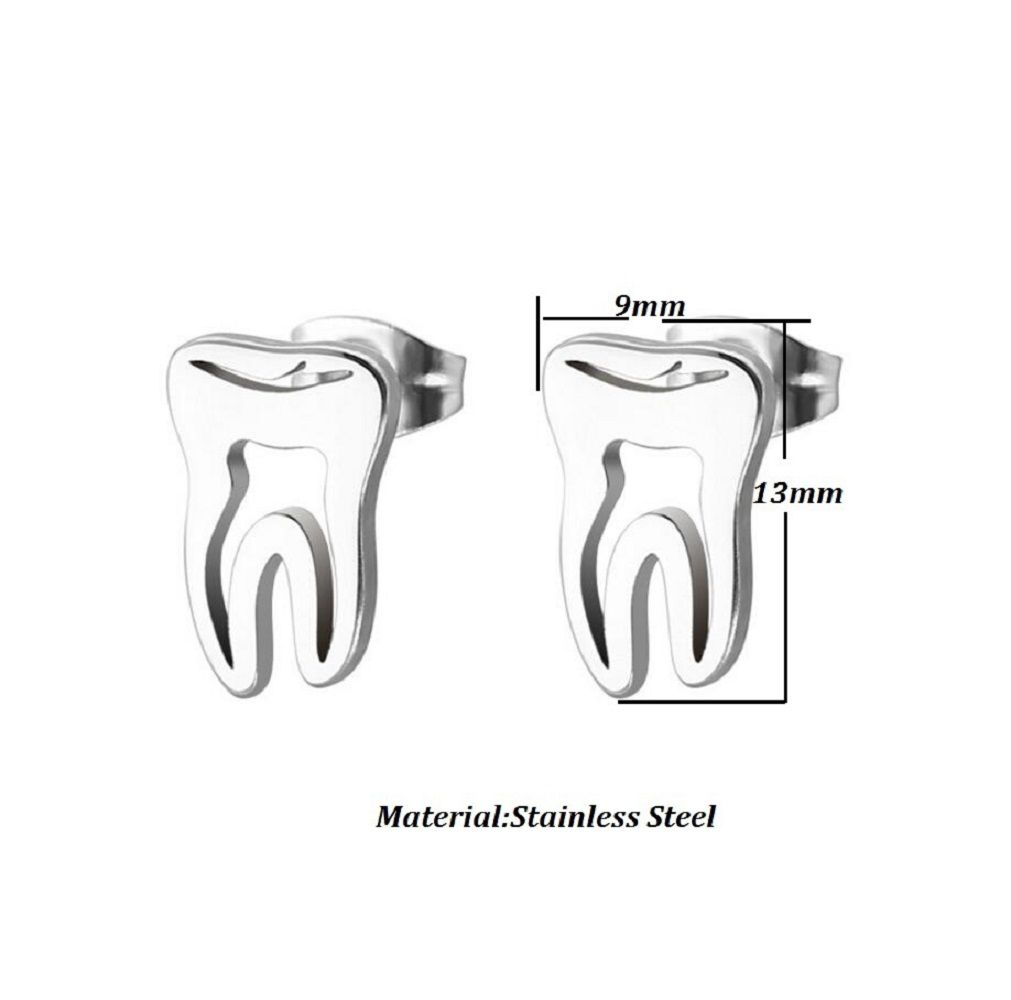 For Women Asymmetric Stud Earrings Stainless Steel Tooth Stud Earrings Doctor Nurse Accessories