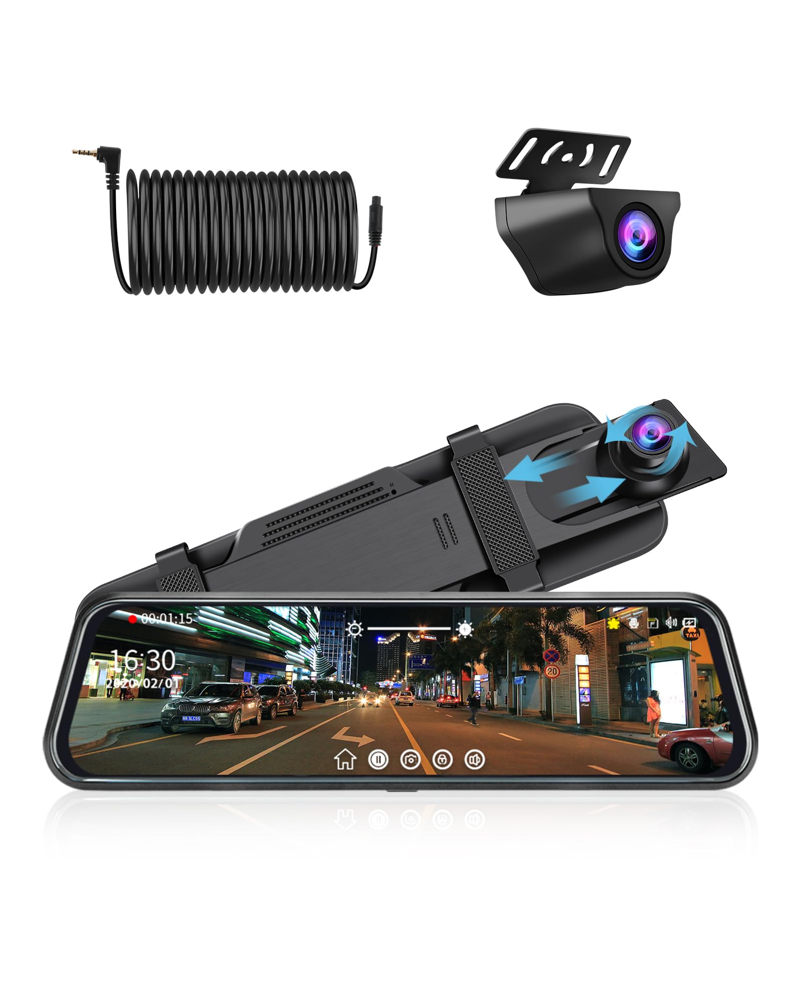 

Jansite Видеорегистратор Блики 1080P Расширяемый Левый Передний и Задний Угол Регулируемый Циклическая Запись Парковка IP69K Включена Инструкция на Японском языке Зеркальный стиль