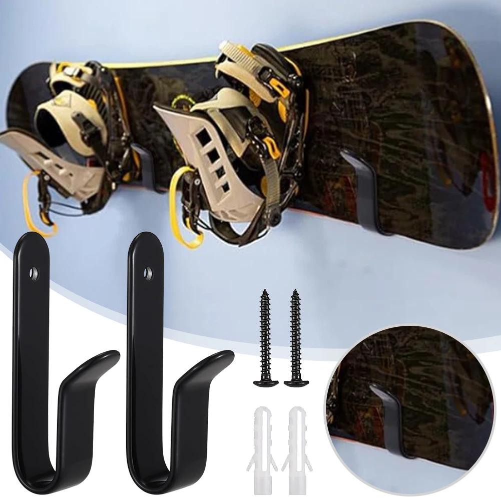 2pcs Black Wakeboard Garage With Screws Wall Mount Room Metal Kiteboard Surfboard Display Lounge Horizontal Snowboard Rack