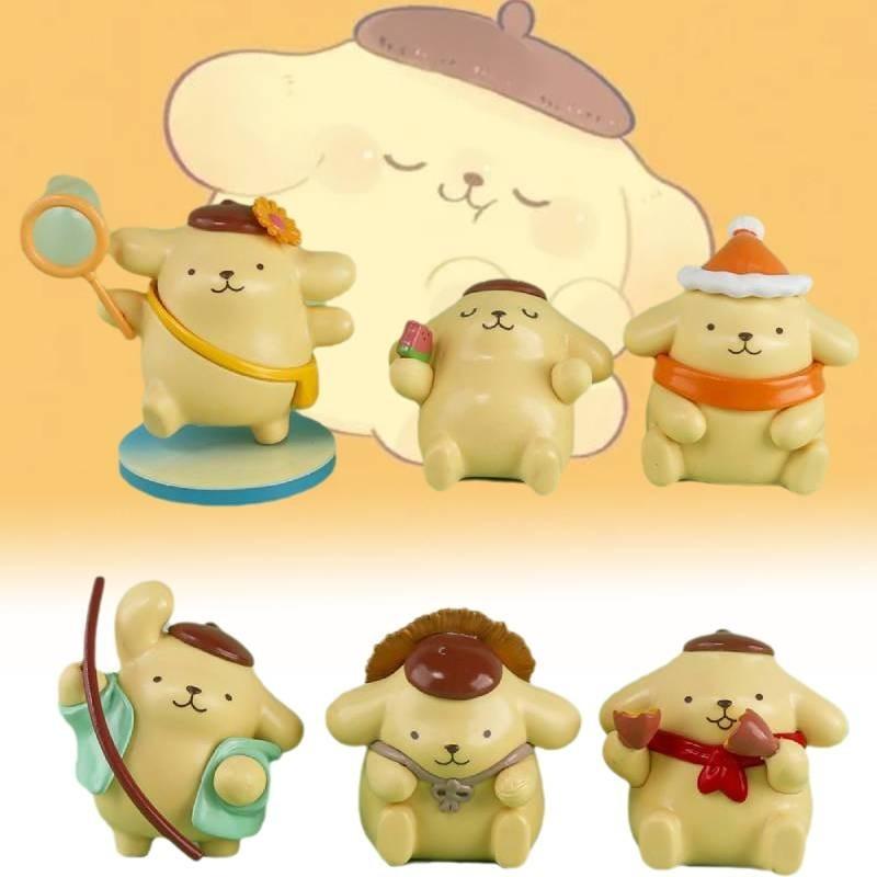 Charming Yellow Pudding Dog Pvc Figurine Set Perfect For Desk Decoration