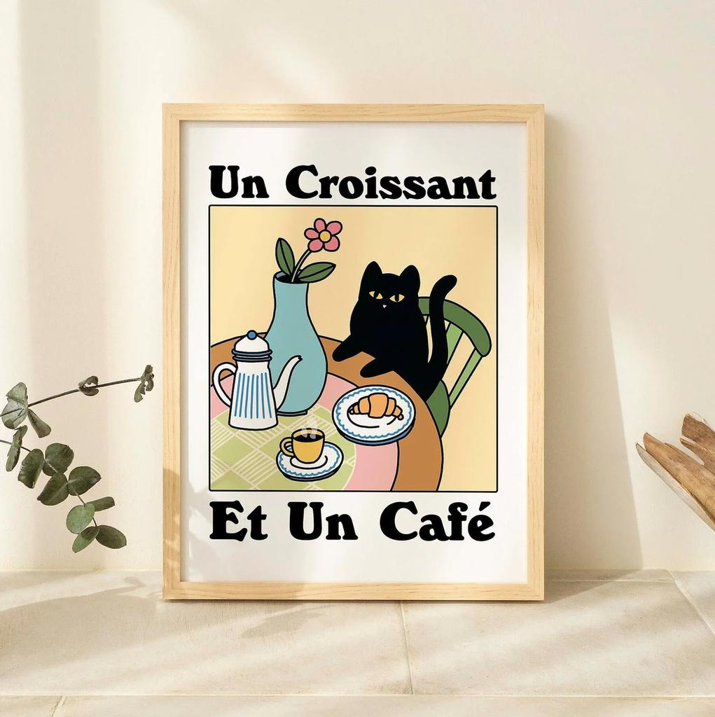 Canvas Painting More Espresso Less Depresso Black Cat Wall Print, Coffee Cat Poster, Kitchen Art, Coffee Poster, Coffee Bar, Unique For Living Room
