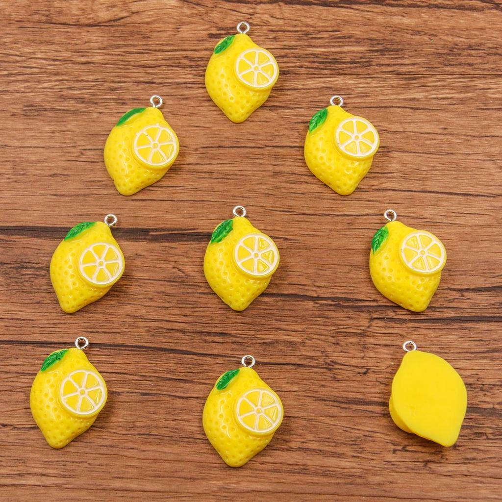 DIY Resin Accessories: Cute Fruit & Veggie Slice Series (Lemon, Strawberry, Watermelon, Lotus Root, Banana Pendants)