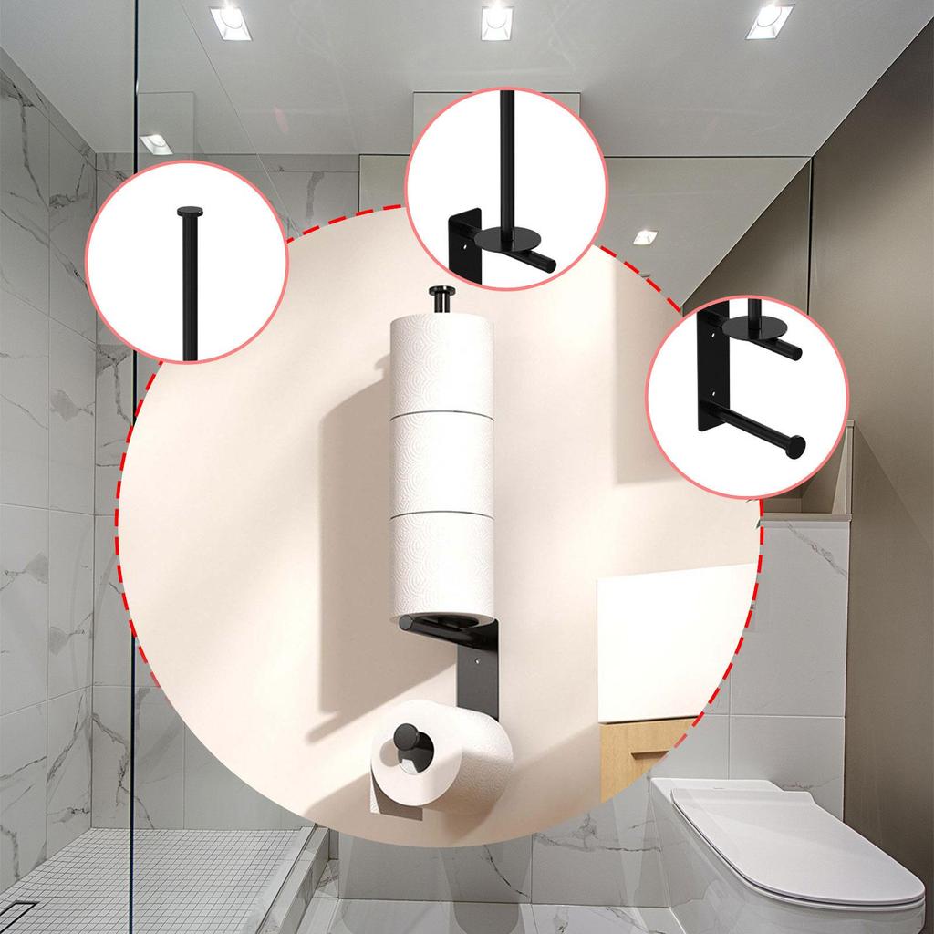 Vertical Toilet Paper Holder Roll Space Saving Multifunctional Carbon Steel Dispenser