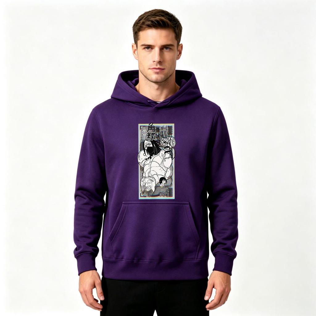 Men's Anime Graphic Print Pullover Hoodie Casual Long Sleeve Streetwear Hooded Sweatshirt