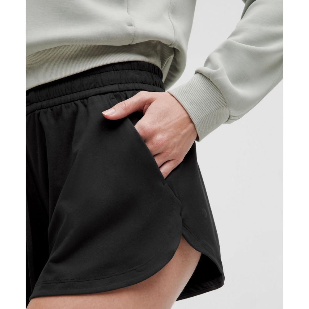 Lululemon Soft Jersey Mid Rise Curved Hem Short 3  Black