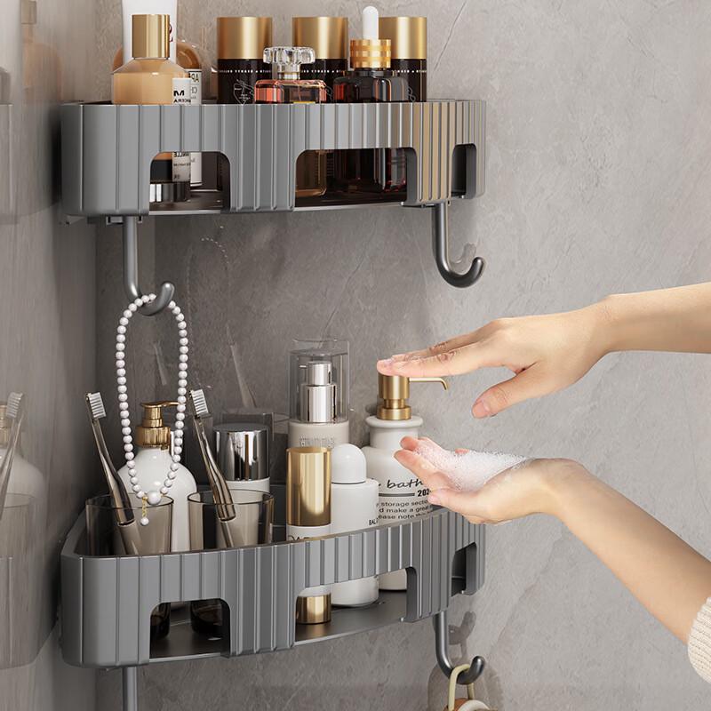 2-Tier Black Bathroom Corner Storage Shelf Set