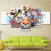 Abstrakt Färgstark Tiger Väggkonst Canvas Set 5 Paneler Djurmålning för Vardagsrumsinredning Modulär Husdekoration Poster