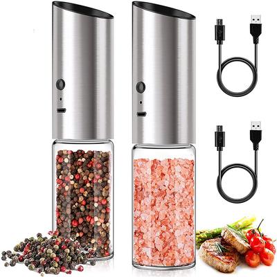 Elektrisches Salz- und Pfeffermühlen-Set, USB wiederaufladbar, elektrische Pfeffermühle, Shaker, automatische Gewürzstahlmaschine, Küchenwerkzeug