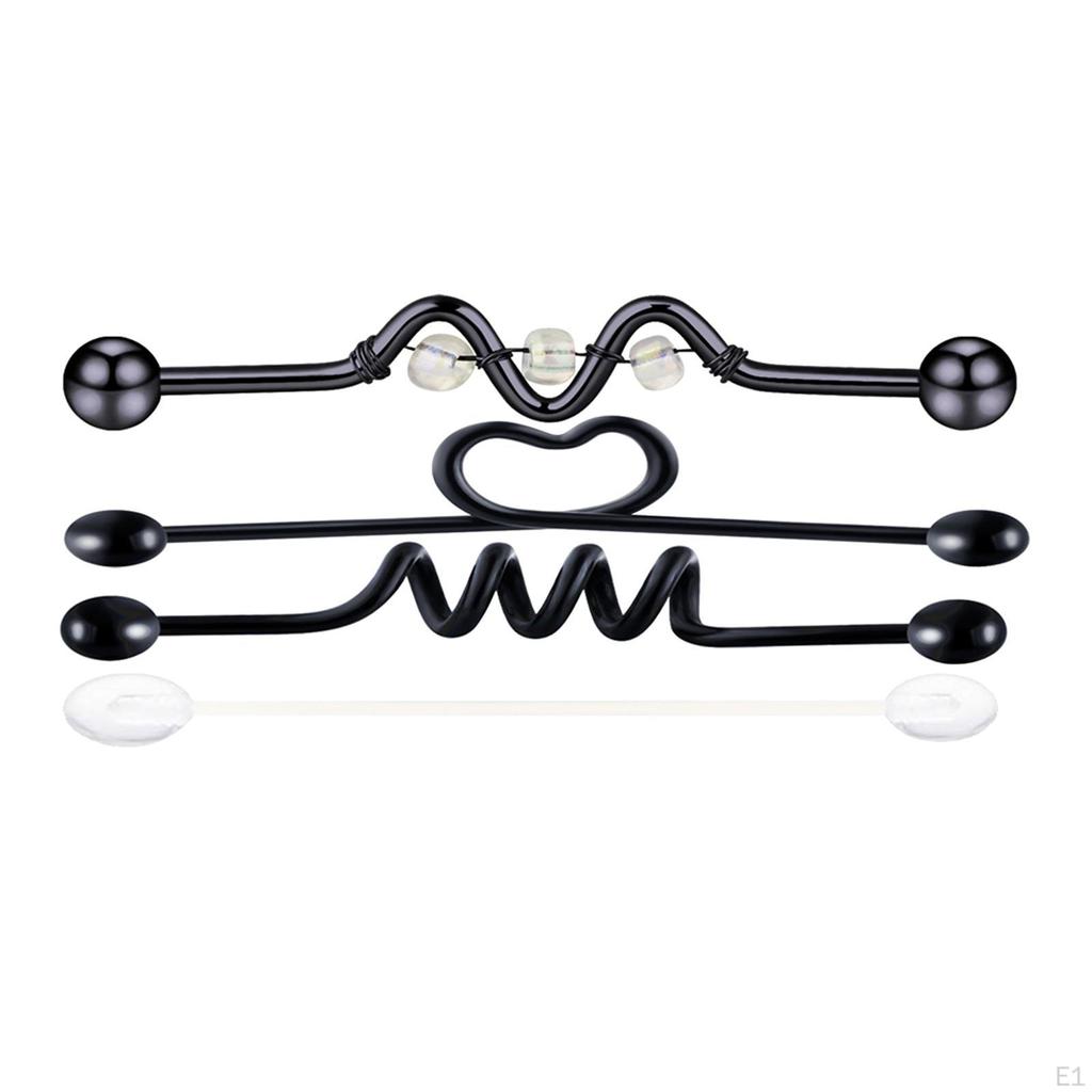 Stainless Steel Nose and Lip Piercing - 9 Pieces