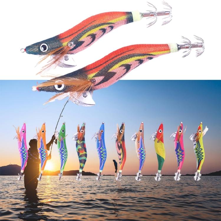 10Pcs/pack Saltwater and Freshwater Angling Shrimp Cuttlefish Jig Hook Squid Jig Fishing Lures Set with Shrimp Designs